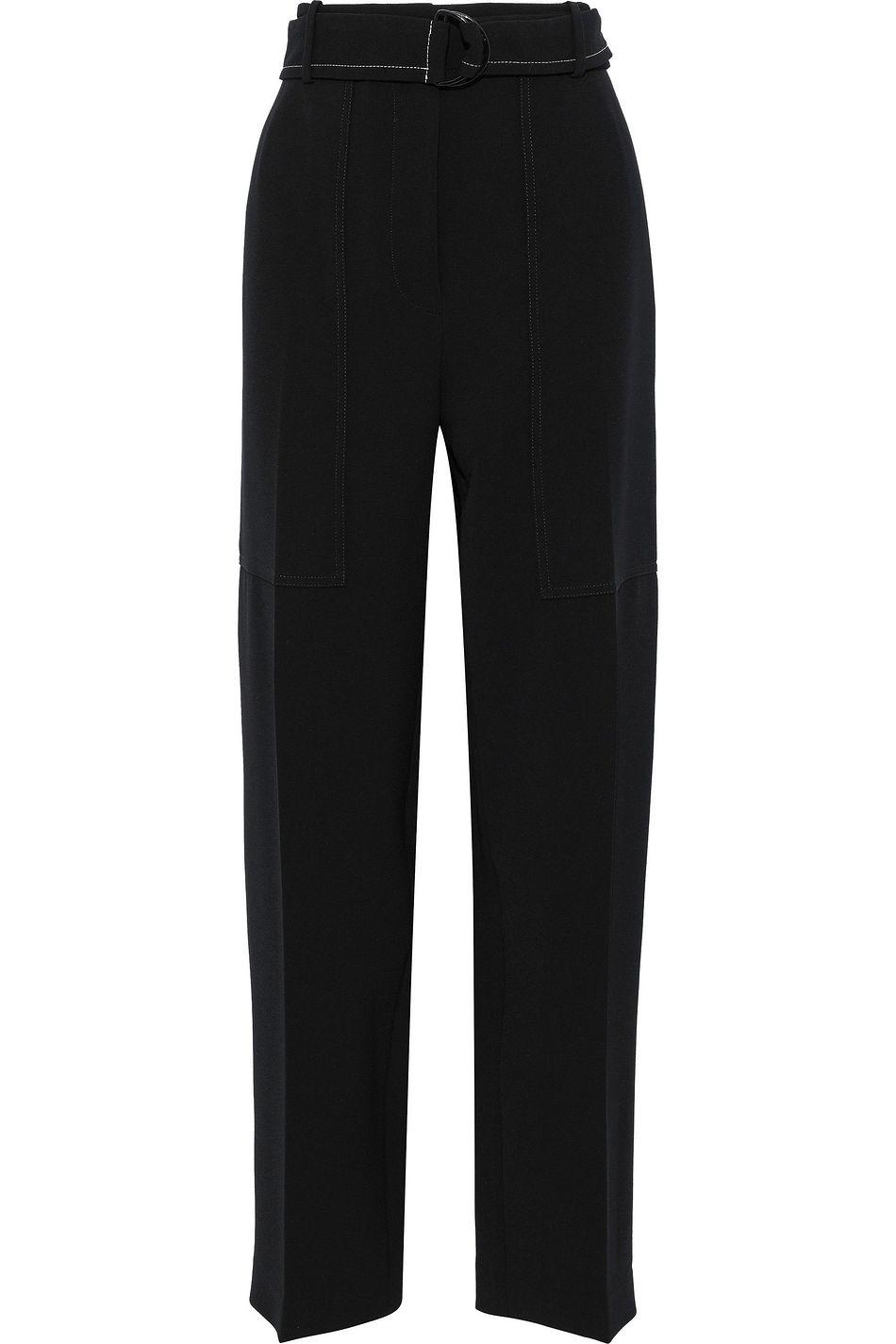 Love Moschino Wide Leg Trousers Black Crepe mid rise multi pockets boot cut Pant