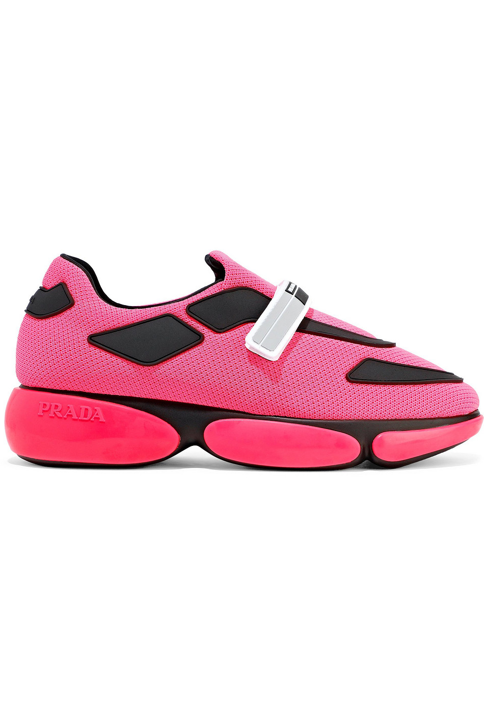 PRADA Rubber-trimmed neon mesh sneakers