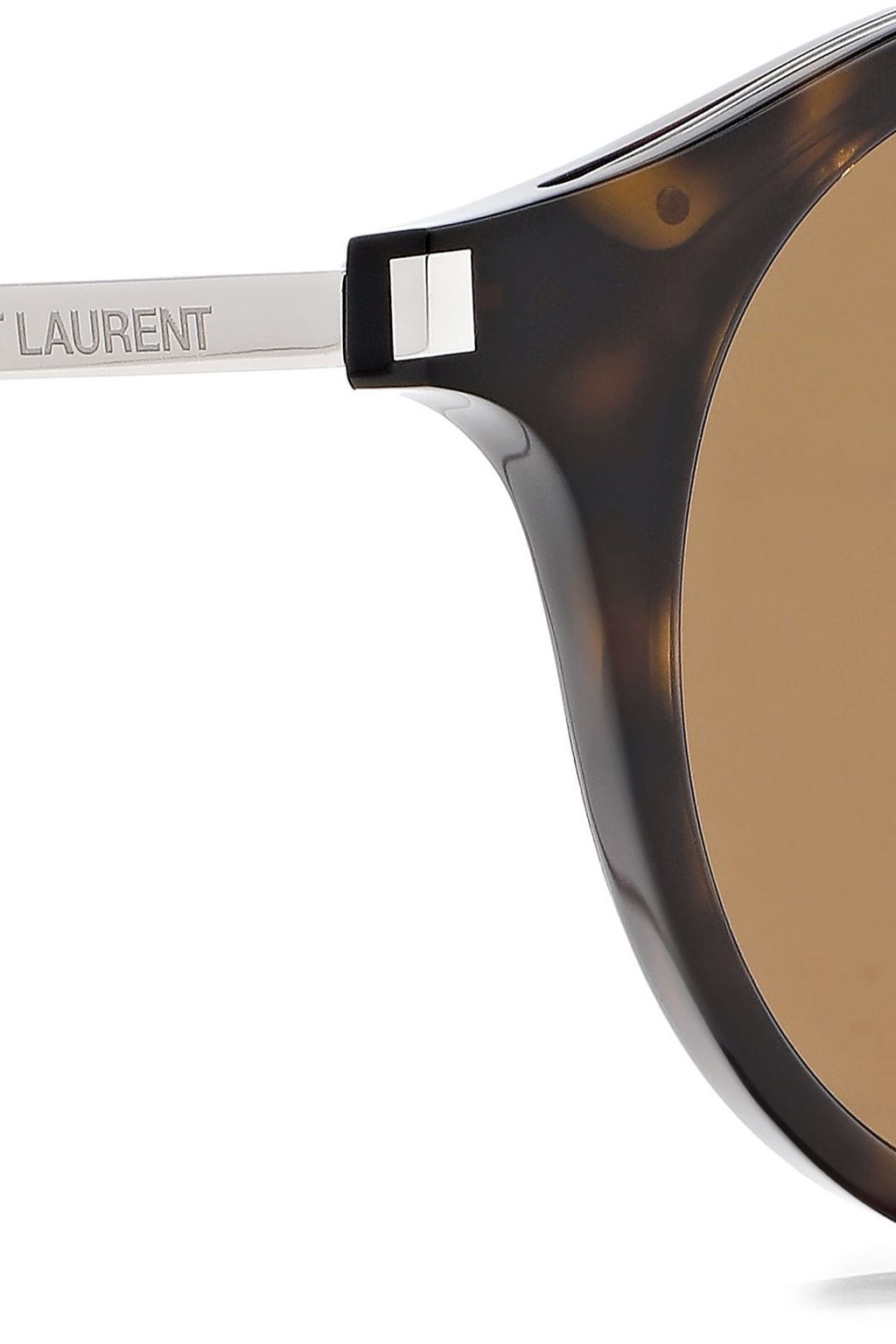 SAINT LAURENT Round-frame tortoiseshell acetate and silver-tone sunglasses