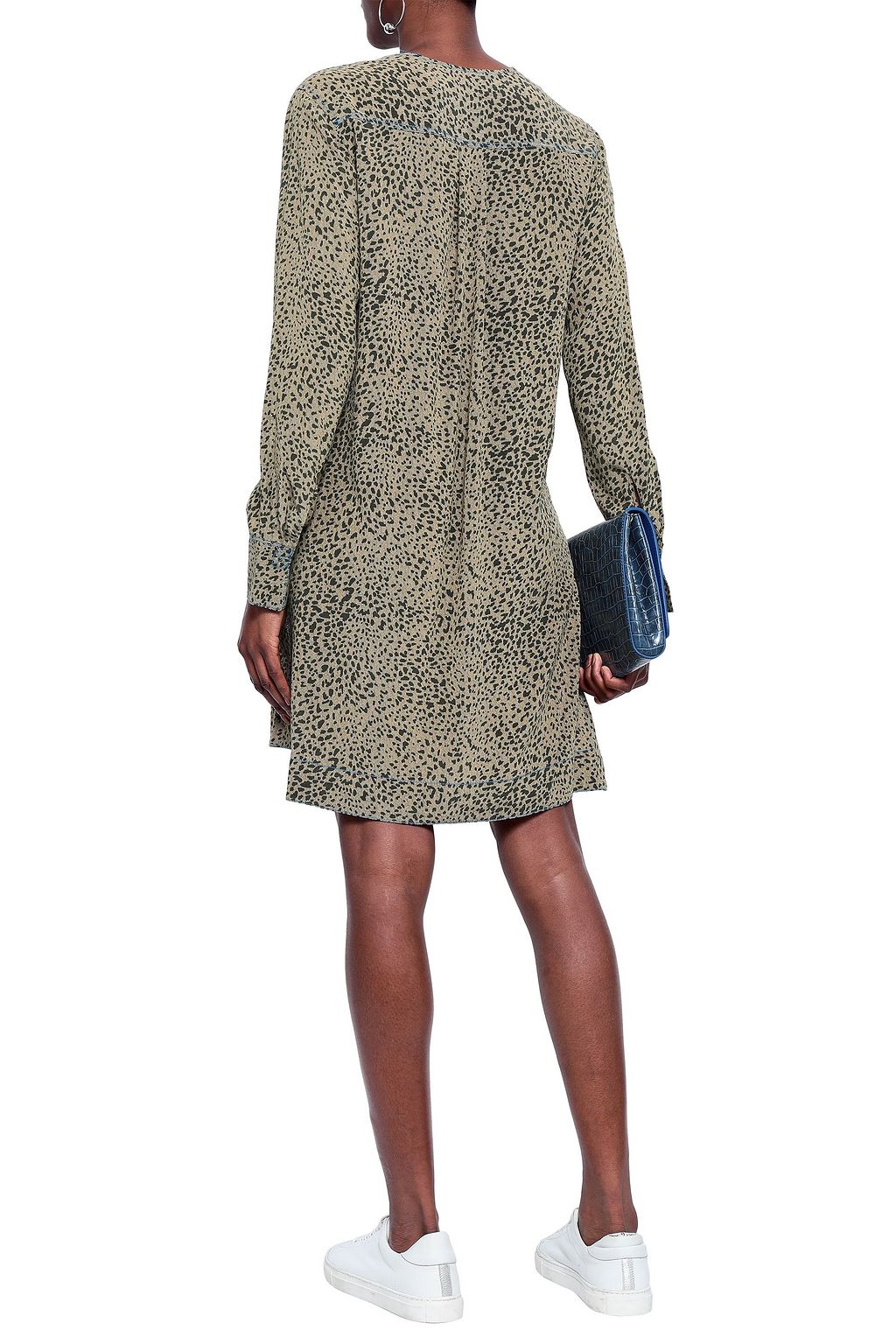 RAG & BONE Wrap-effect printed washed-silk mini dress