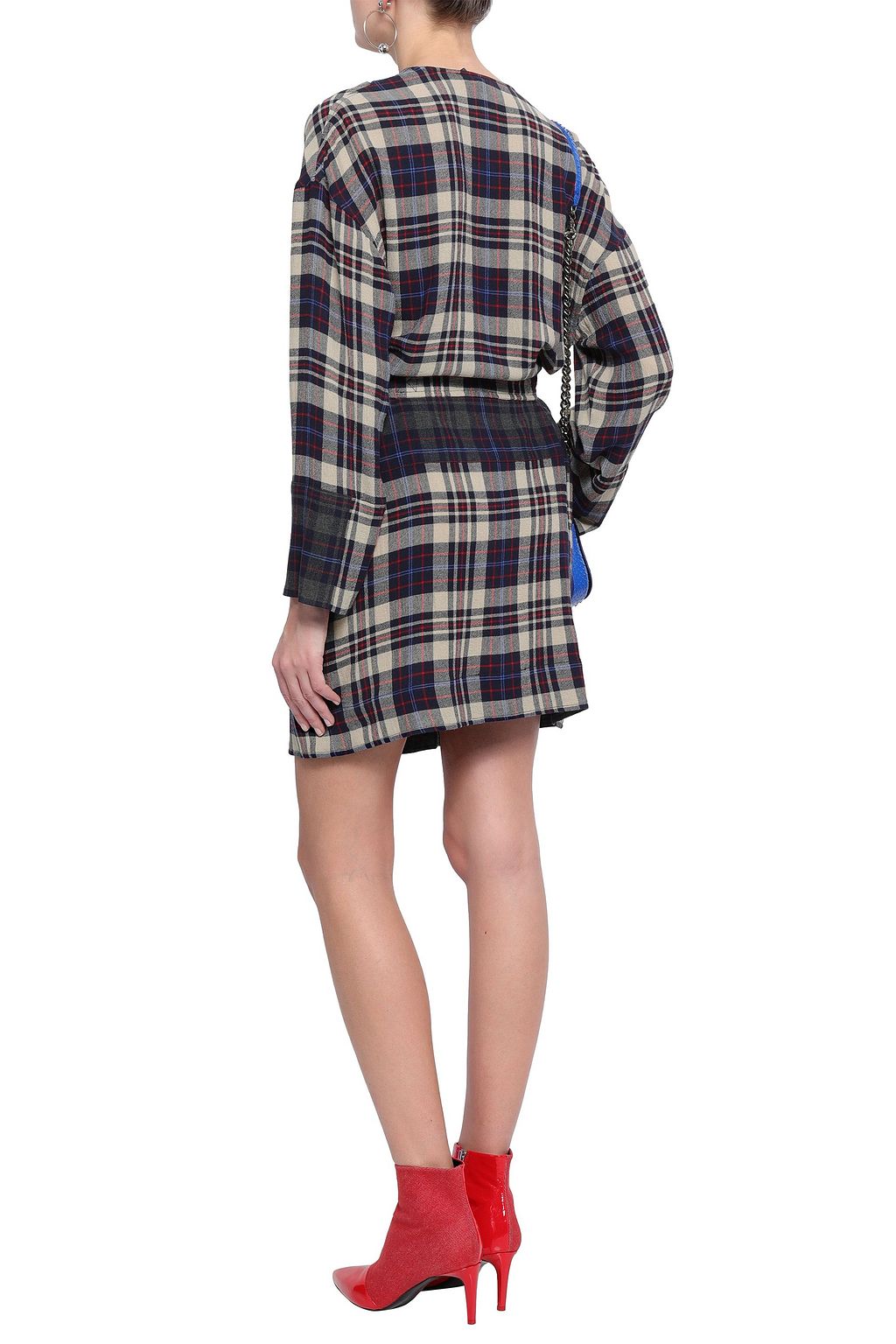 RAG & BONE Belted checked woven mini dress