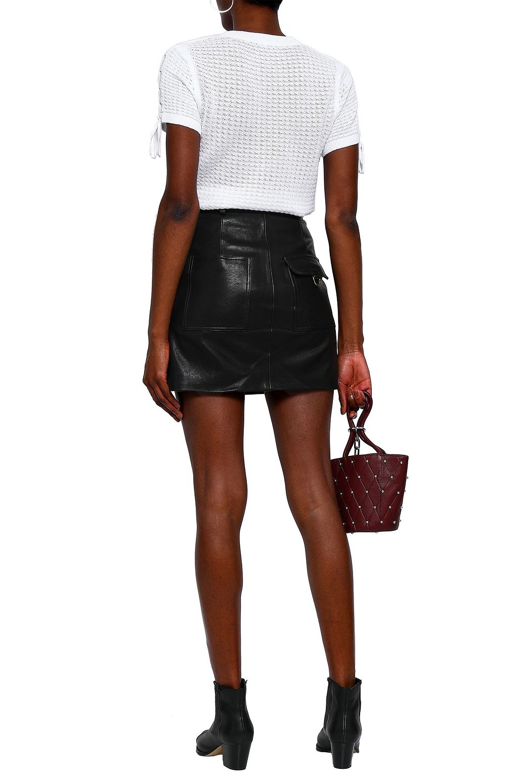 RAG & BONE Lace-up open-knit cotton top