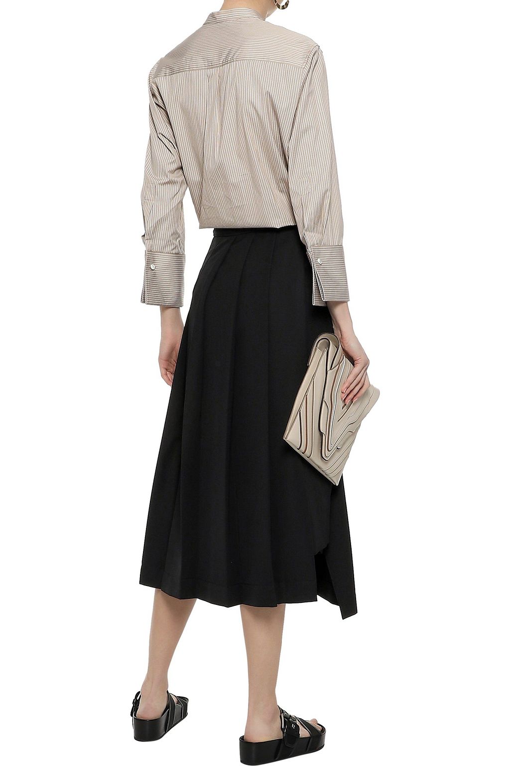 JOSEPH Fleet pleated twill midi wrap skirt
