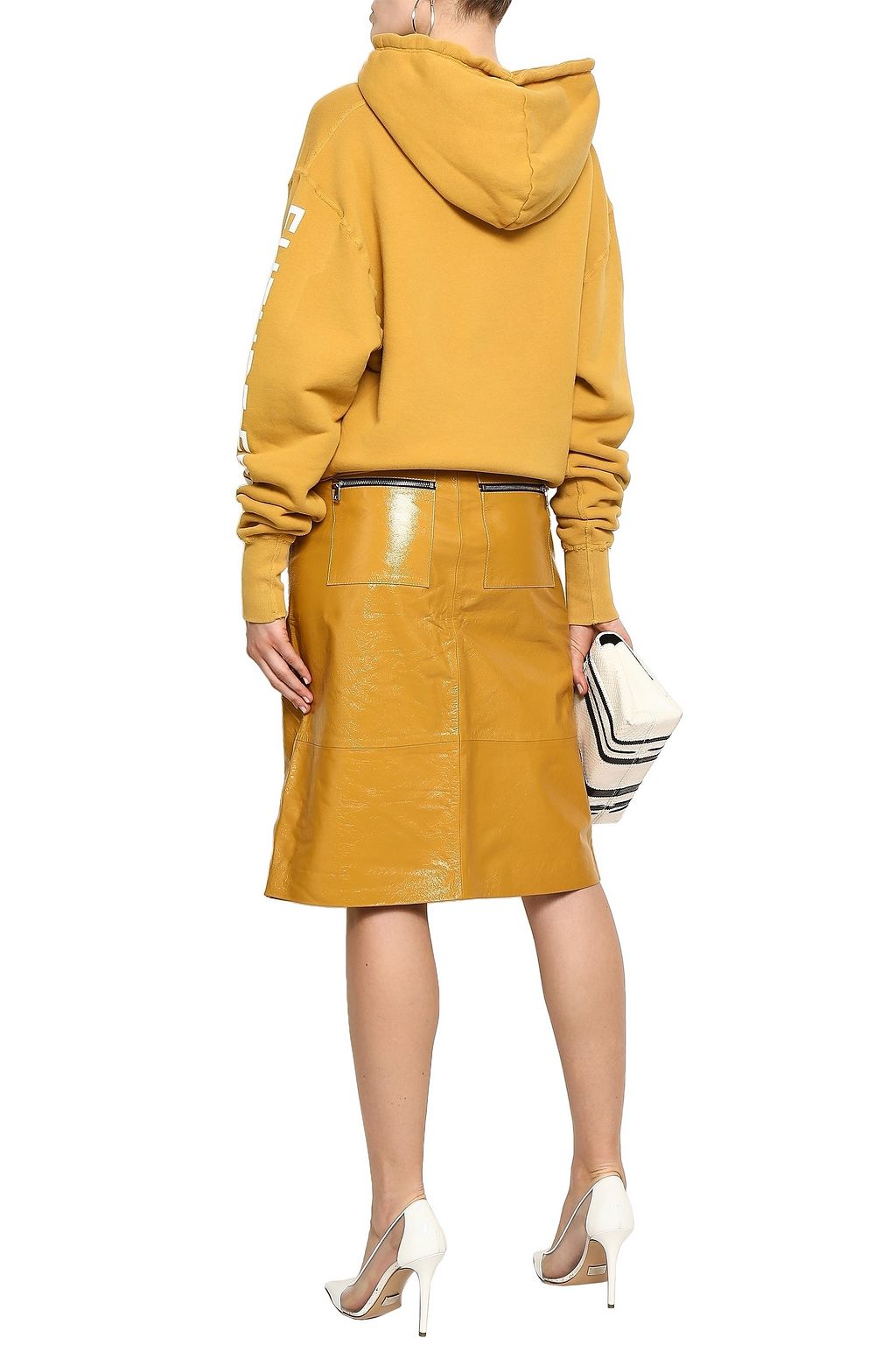 SPRWMN Cracked patent-leather skirt