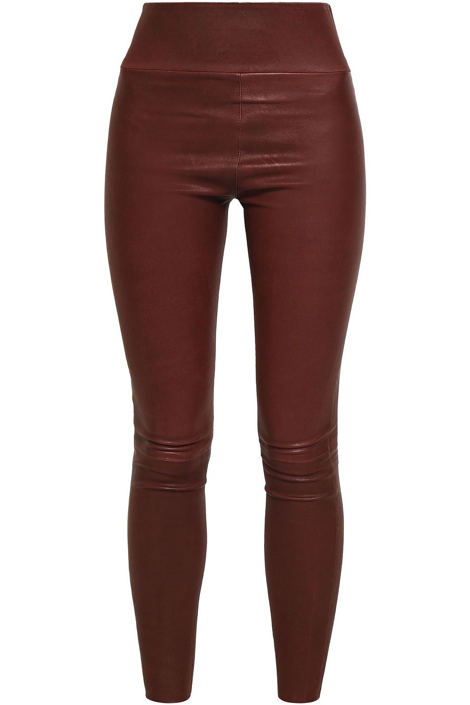 plum leather leggings