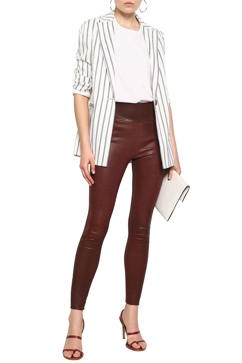 plum leather leggings