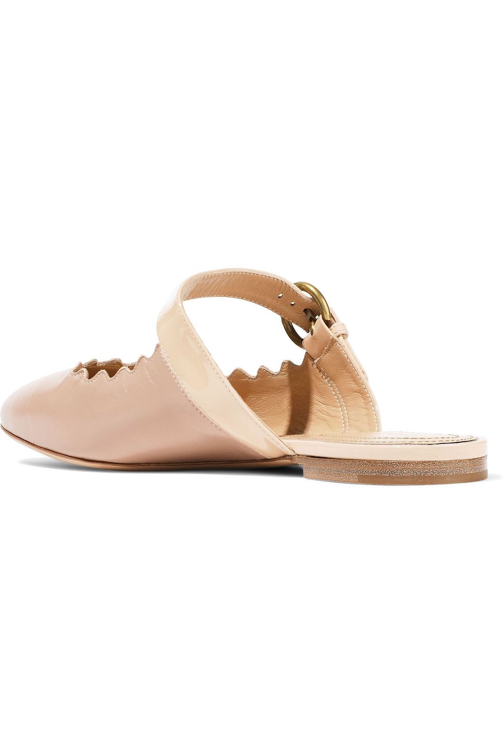CHLOÉ Lauren patent-trimmed leather slippers