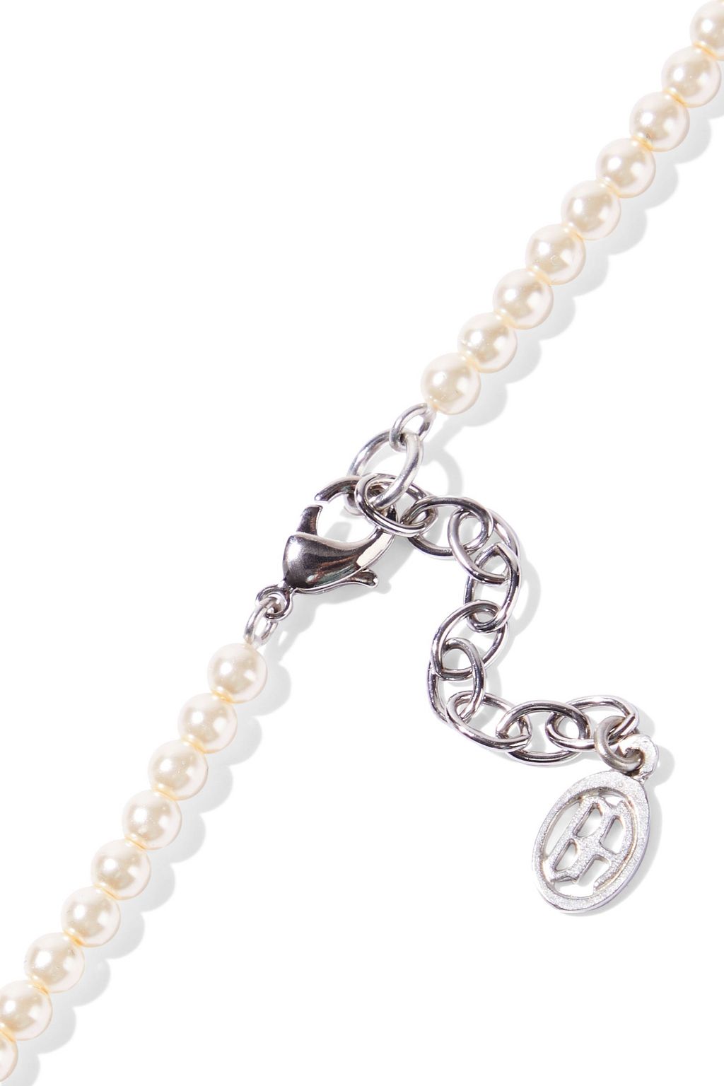 BEN-AMUN Silver-tone, Swarovski crystal and faux pearl necklace