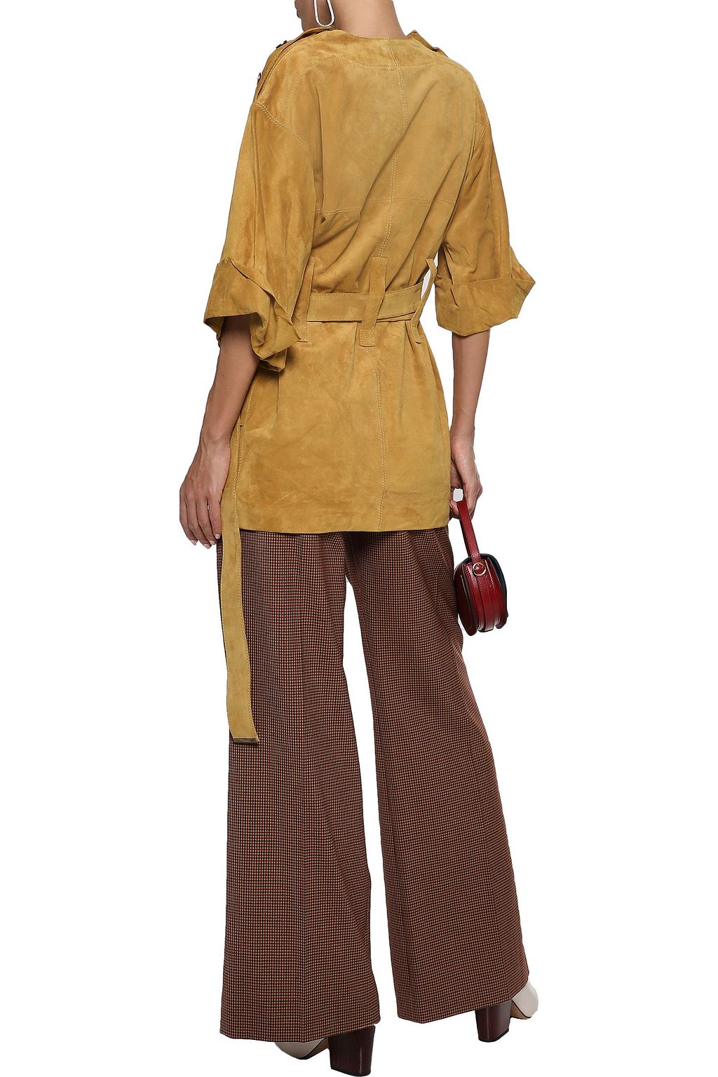 CHLOÉ Belted button-detailed suede top