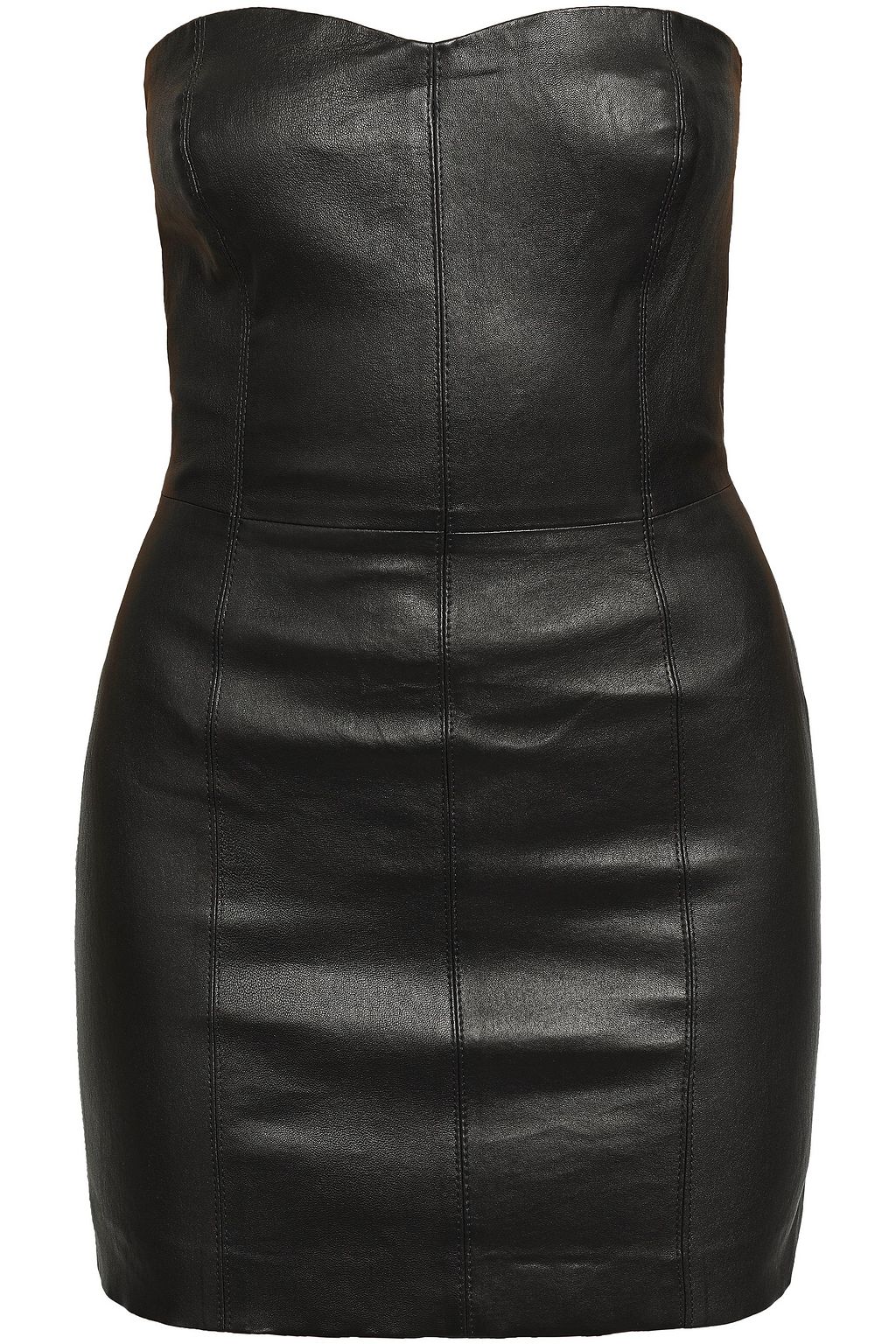 black leather strapless dress
