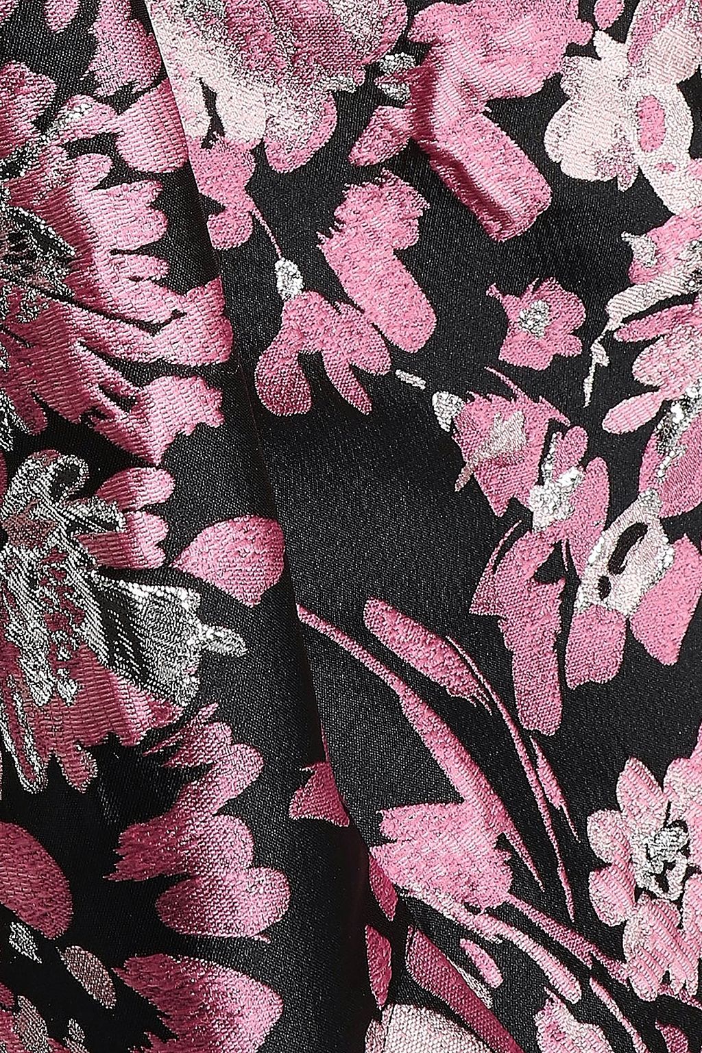 DOLCE&GABBANA Midikleid aus floralem Jacquard mit Metallic-Effekt und Schulter-Cut-outs