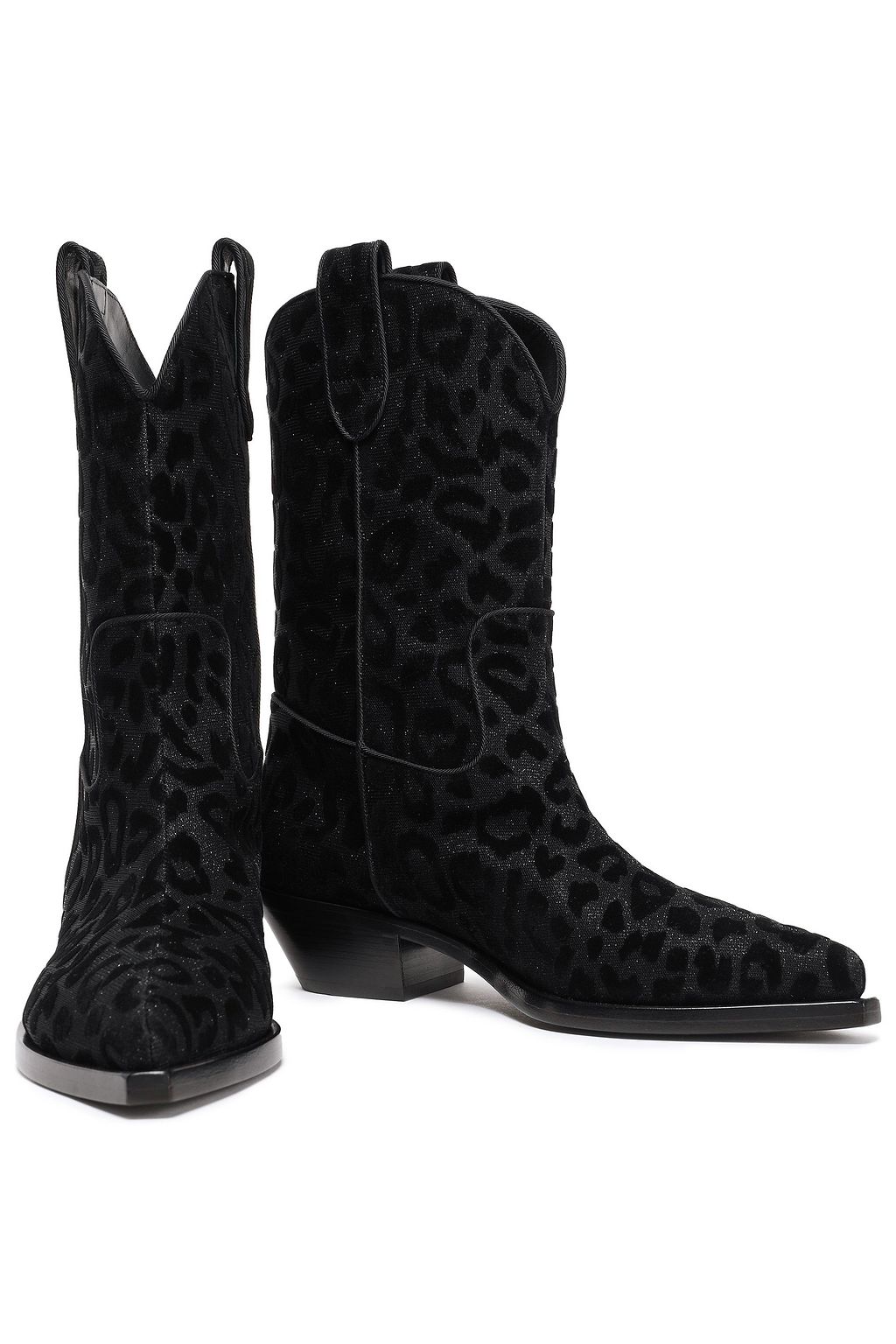 DOLCE&GABBANA 플록 디테일 메탈릭 우븐 카우보이 부츠