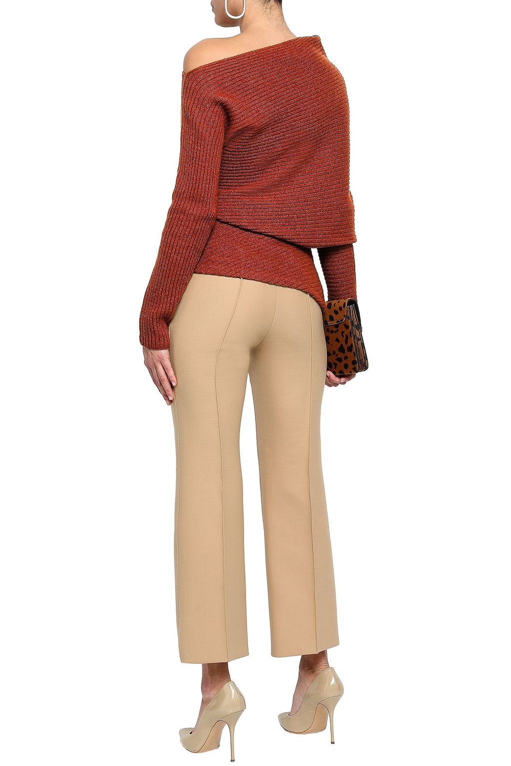 ROBERTO CAVALLI One-shoulder ribbed alpaca, silk and cashmere-blend sweater