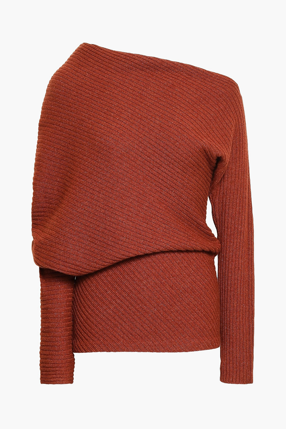 roberto cavalli - one-shoulder ribbed alpaca, silk and cashmere-blend sweater - red - it 44