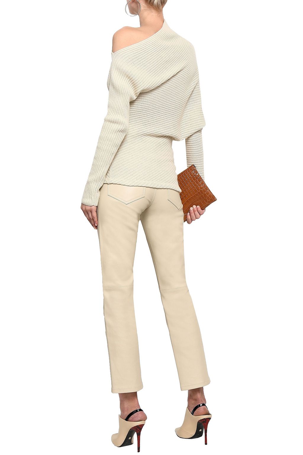 ROBERTO CAVALLI One-shoulder ribbed alpaca, silk and cashmere-blend sweater