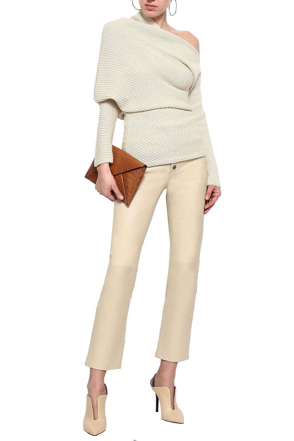 ROBERTO CAVALLI One-shoulder ribbed alpaca, silk and cashmere-blend sweater