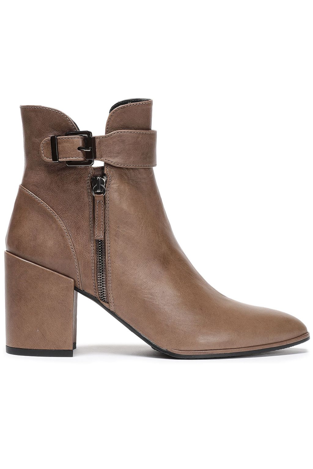 taupe leather ankle boots