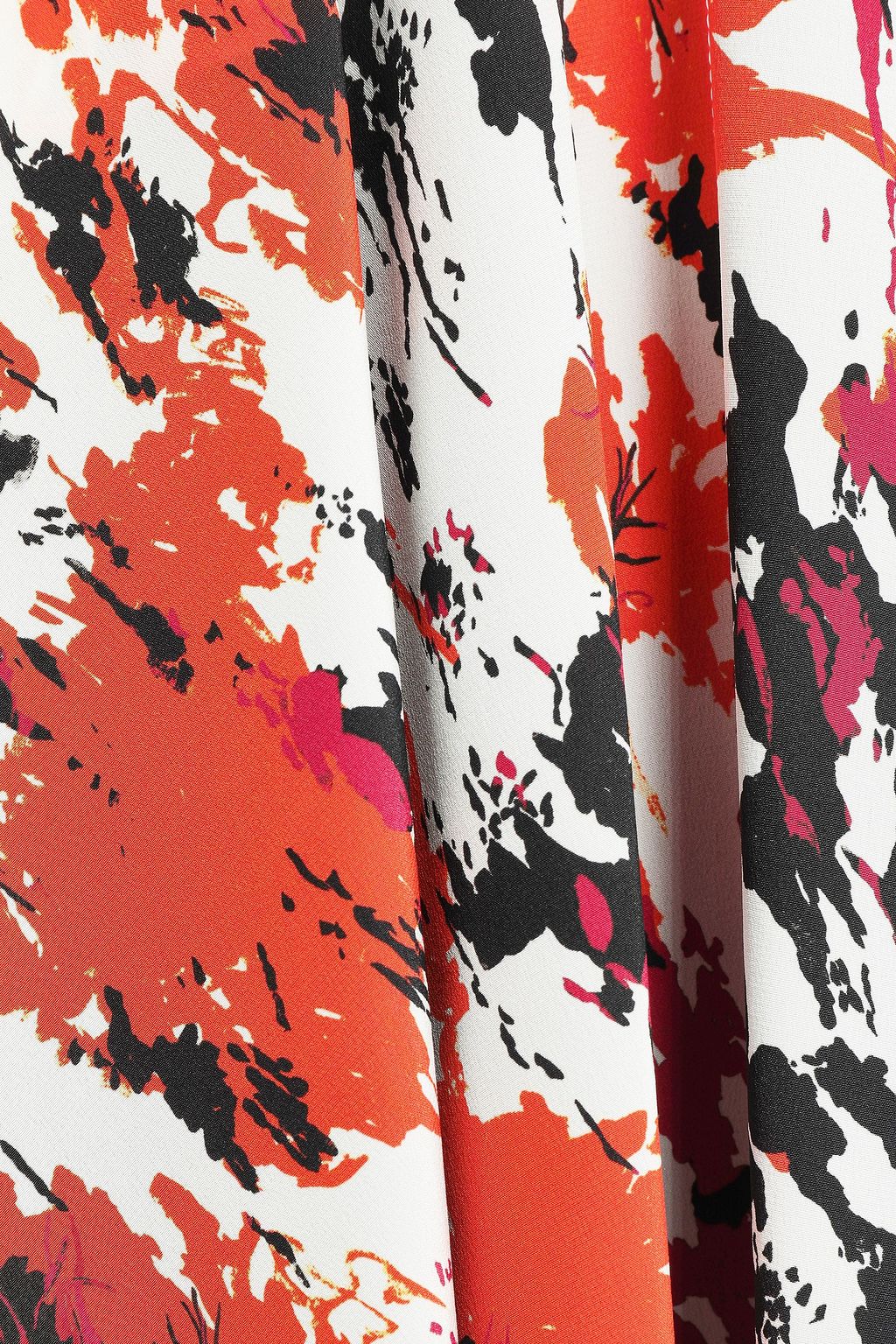 ROBERTO CAVALLI Draped printed silk crepe de chine midi dress