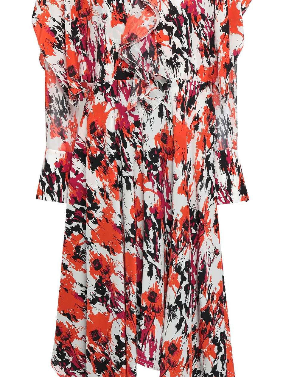 draped printed silk crepe de chine midi dress