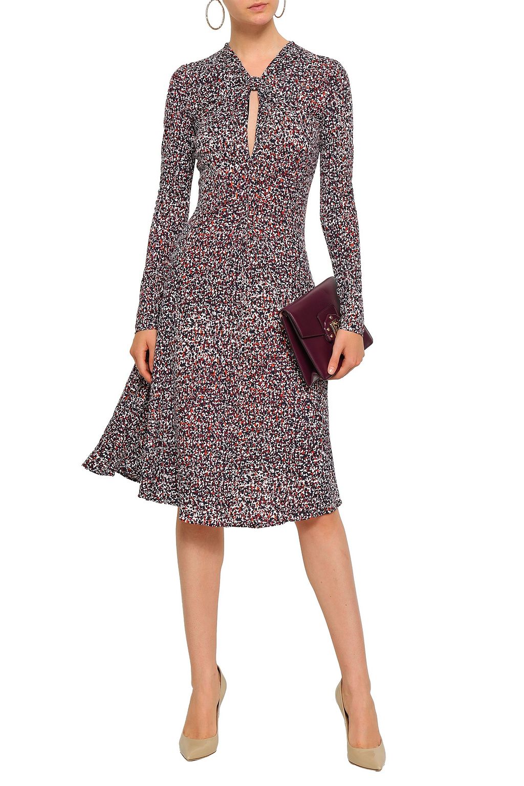 ROBERTO CAVALLI Knotted printed stretch-crepe dress