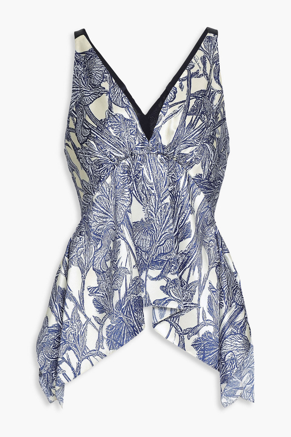 roberto cavalli - printed silk-satin twill top - blue - it 38