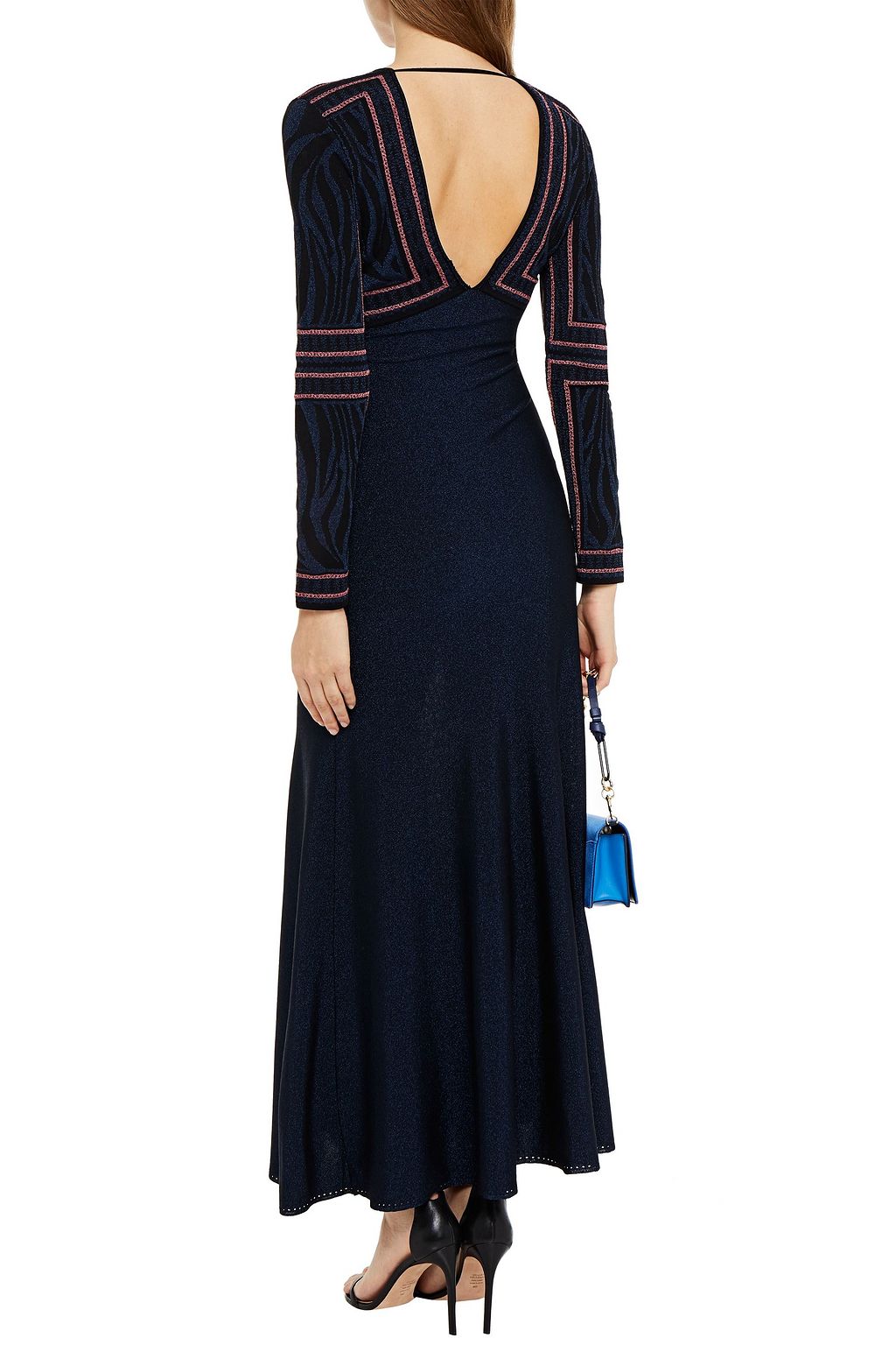 ROBERTO CAVALLI Metallic intarsia-knit midi dress