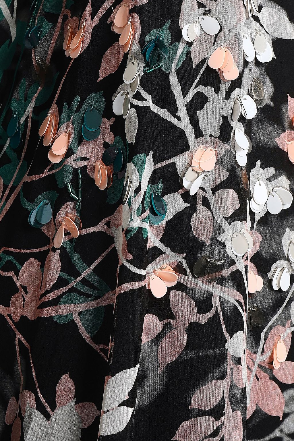 ROBERTO CAVALLI Cold-shoulder embellished floral-print silk-georgette maxi dress