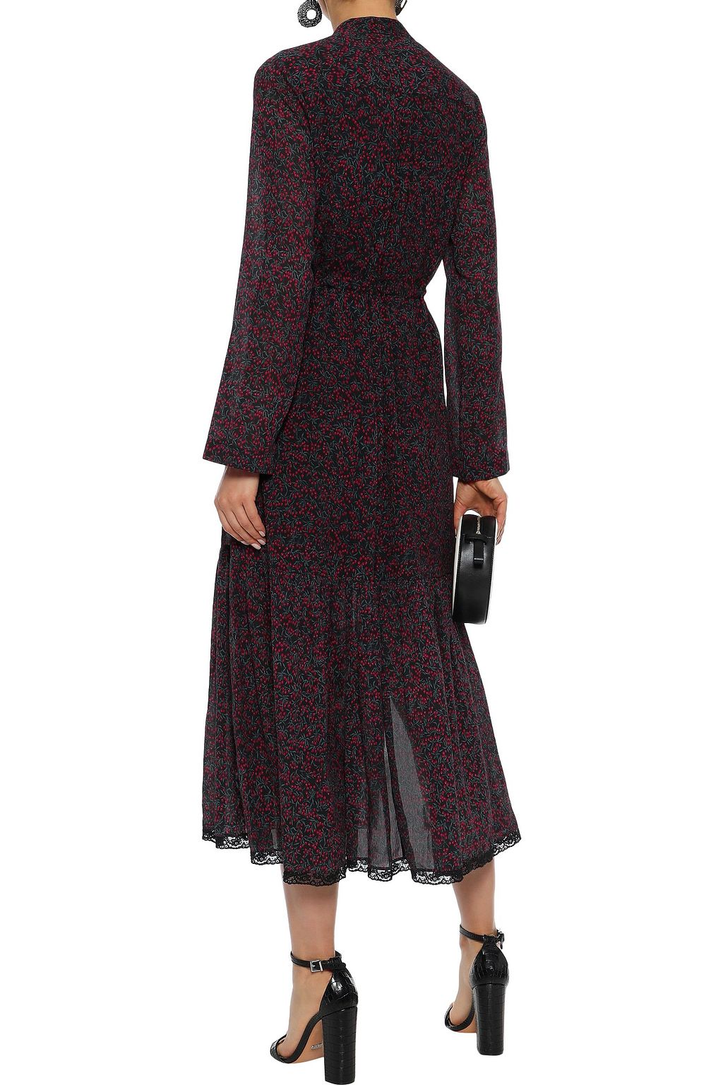 CHLOÉ Lace-trimmed printed cotton and silk-blend midi dress
