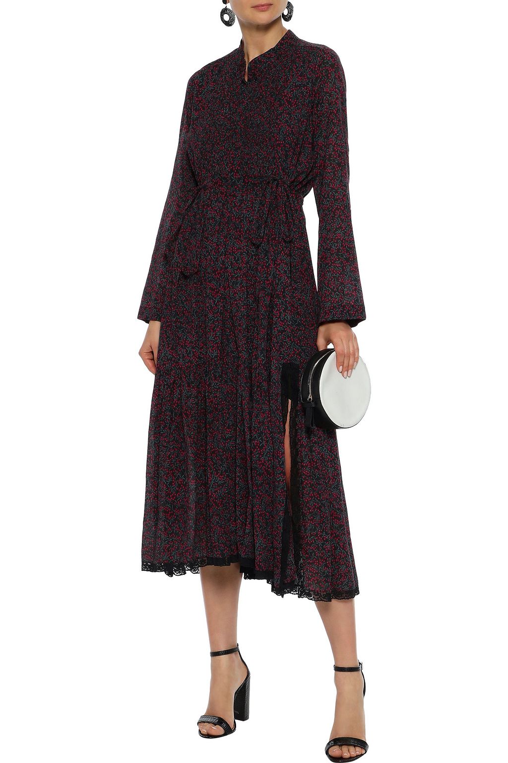 CHLOÉ Lace-trimmed printed cotton and silk-blend midi dress