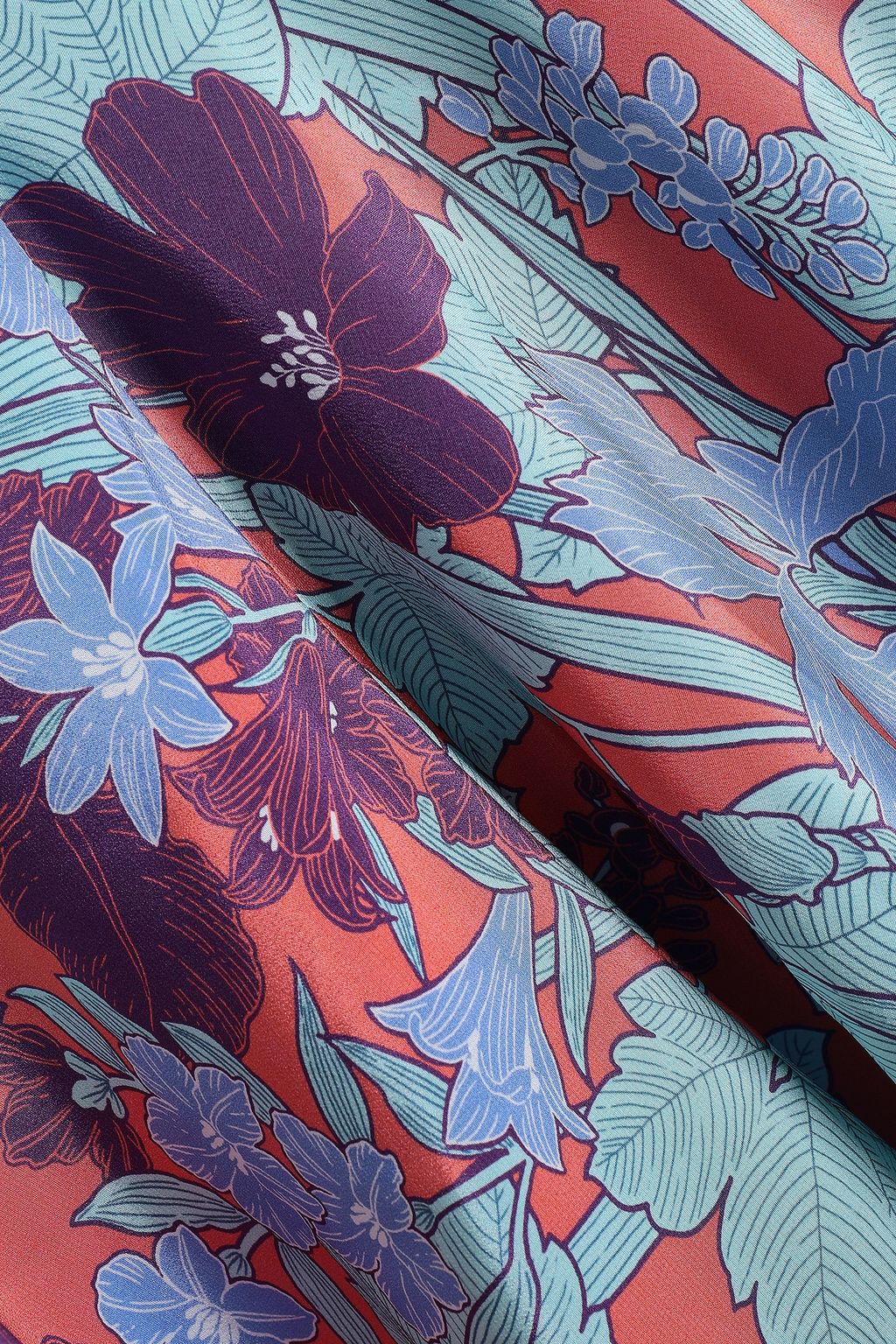 ROBERTO CAVALLI Floral-print silk crepe de chine midi dress