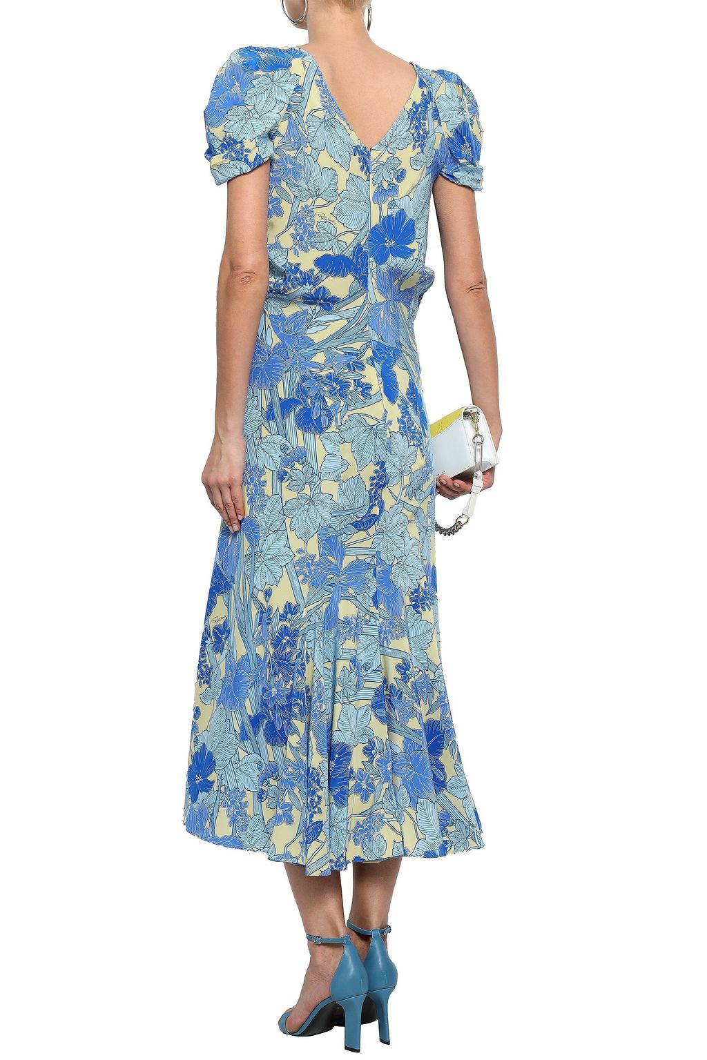 ROBERTO CAVALLI Floral-print silk crepe de chine midi dress