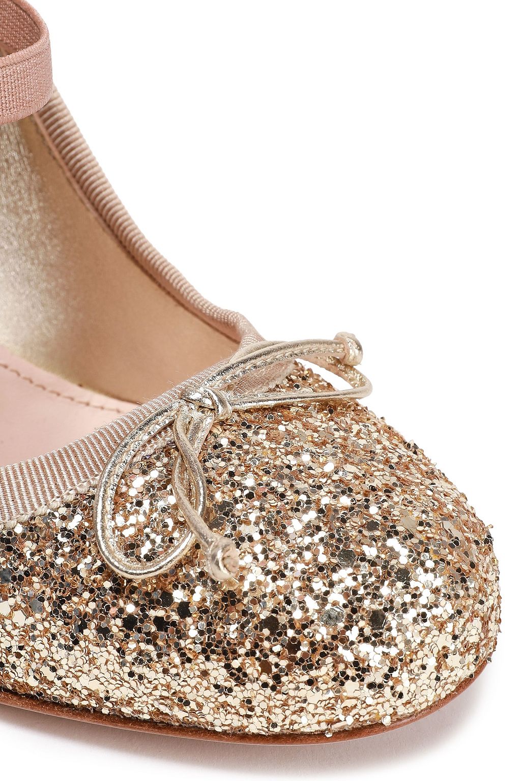 MIU MIU Glittered leather Mary Jane pumps