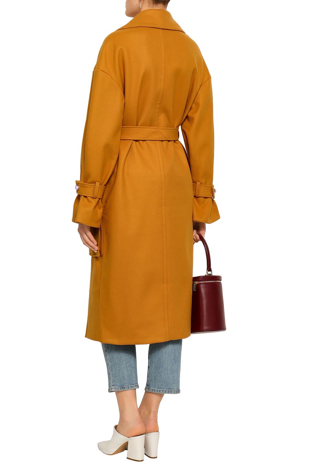 MOTHER OF PEARL Weston faux pearl-embellished wool-blend felt coat