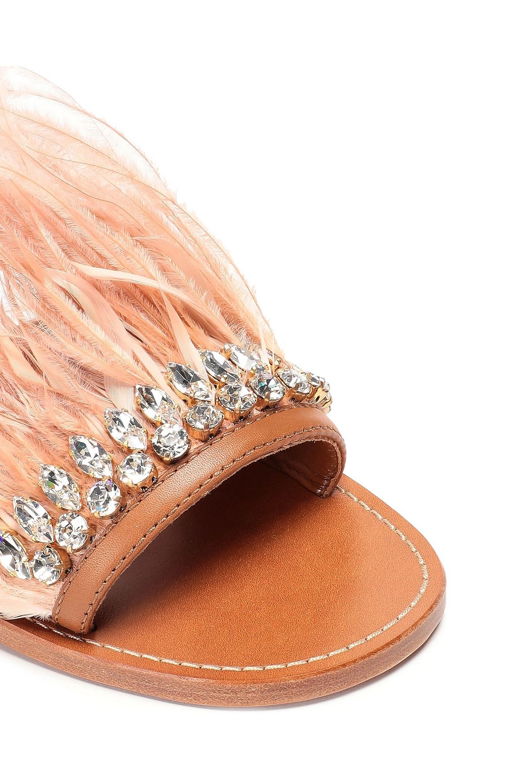 MIU MIU Feather-embellished leather sandals