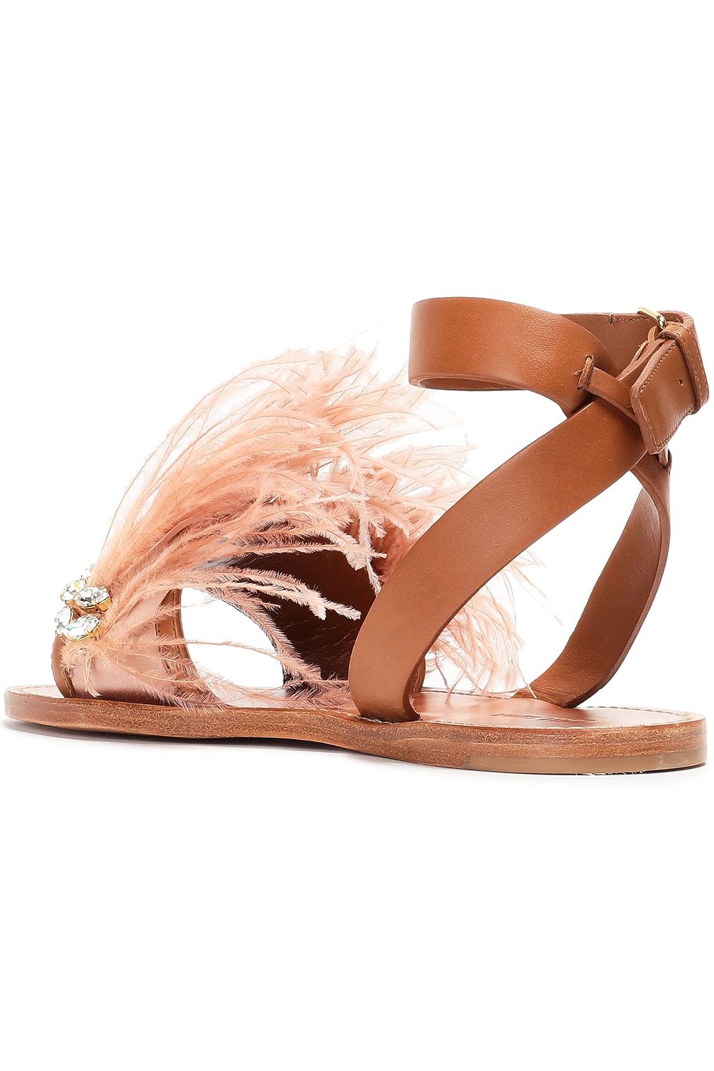 MIU MIU Feather-embellished leather sandals