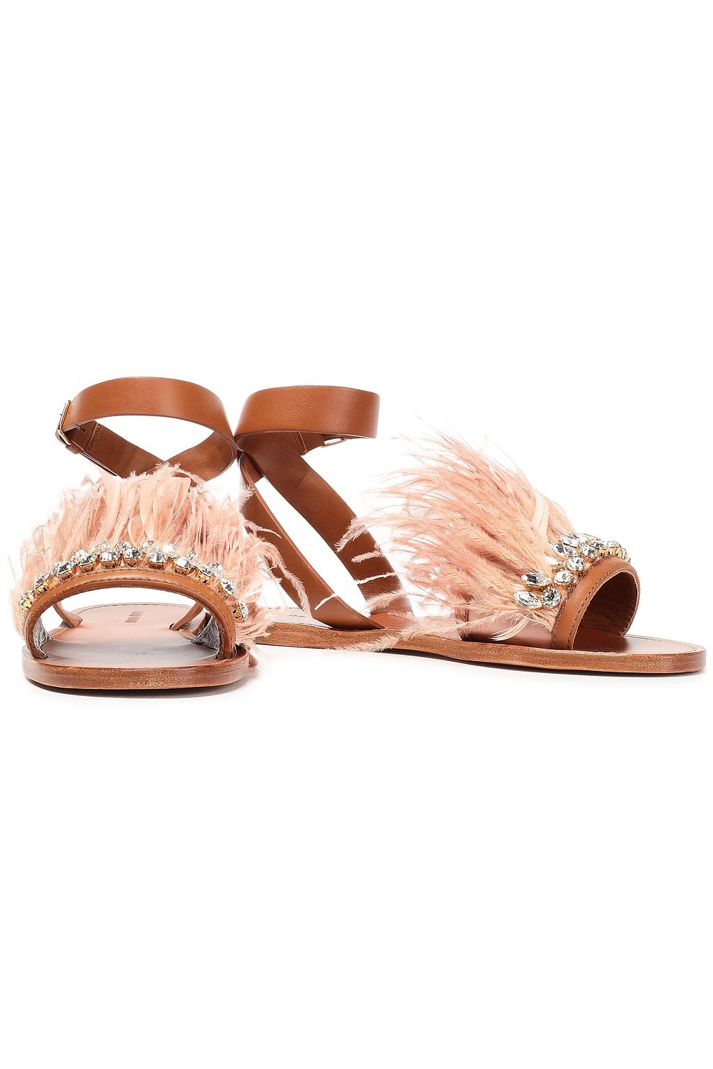 MIU MIU Feather-embellished leather sandals