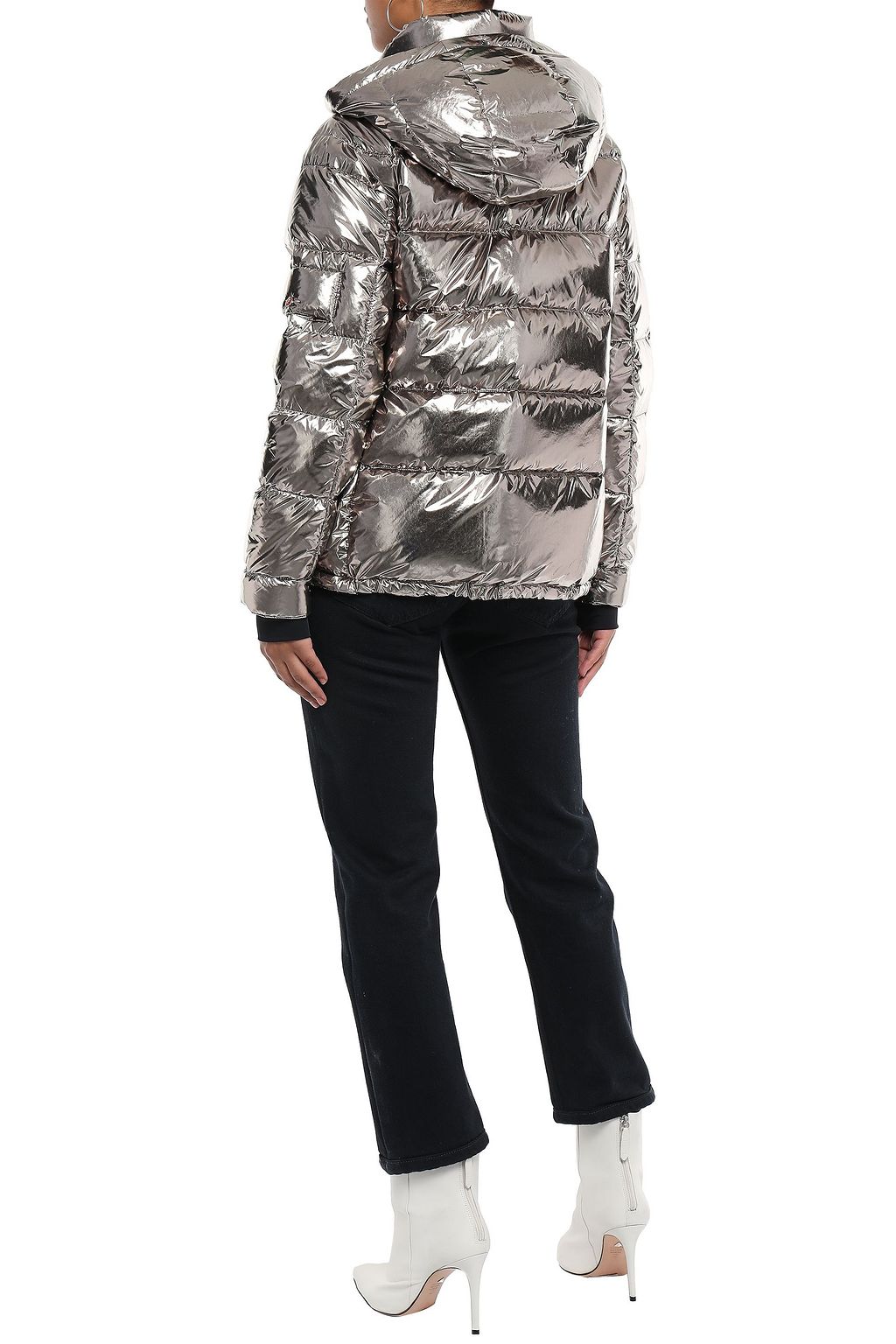 49WINTERS Metallic quilted shell hooded down jacket