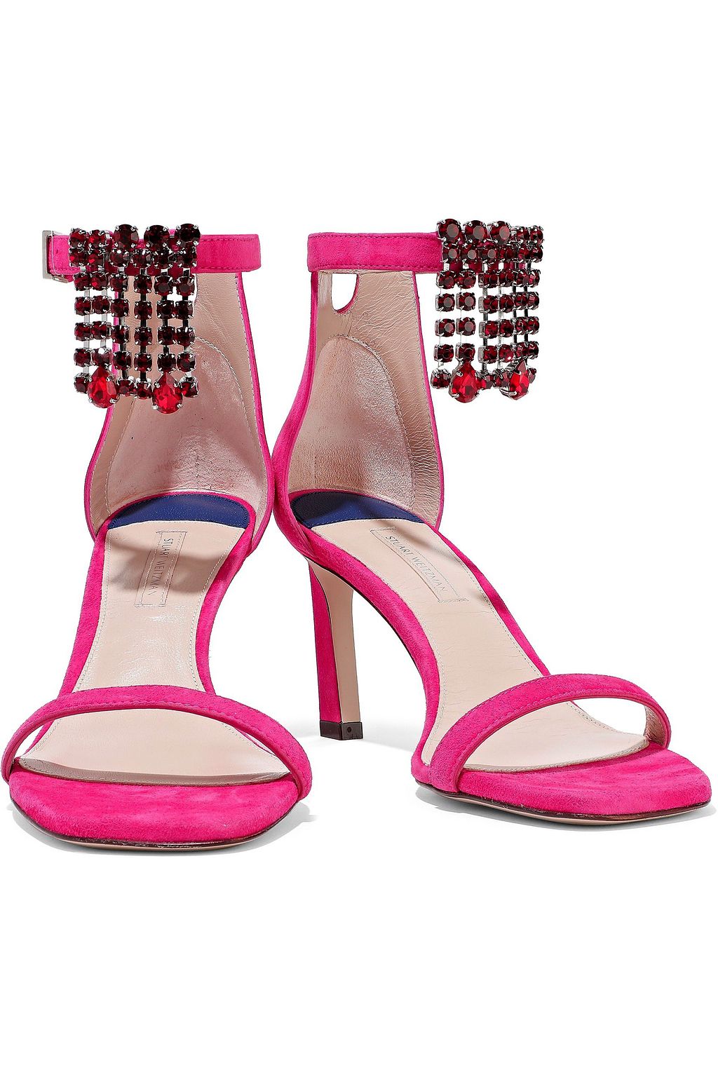 STUART WEITZMAN Crystal-embellished suede sandals