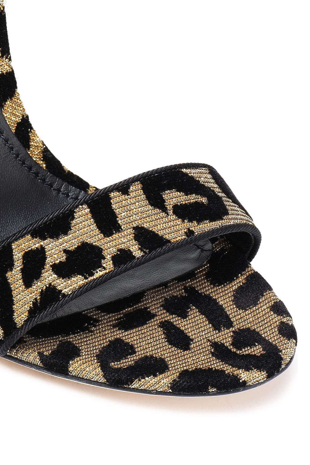 DOLCE&GABBANA Keira flocked leopard-print lamé sandals