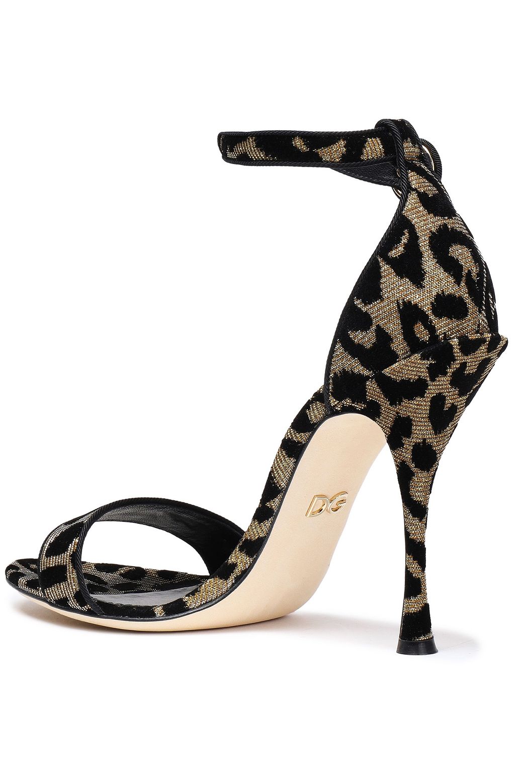 DOLCE&GABBANA Keira flocked leopard-print lamé sandals