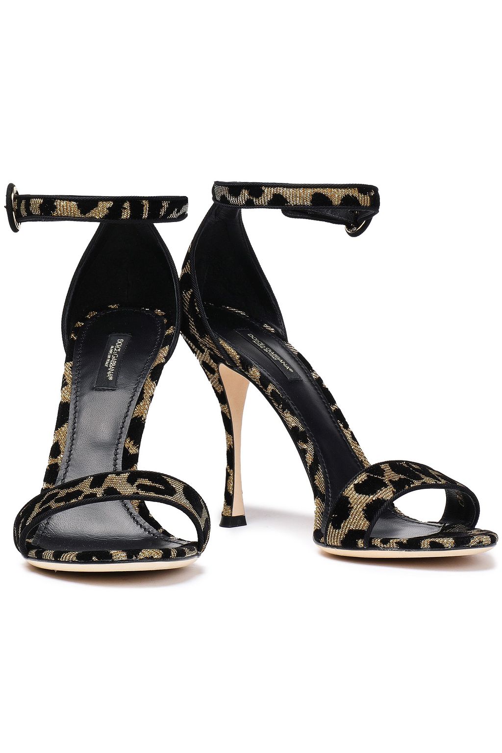 DOLCE&GABBANA Keira flocked leopard-print lamé sandals