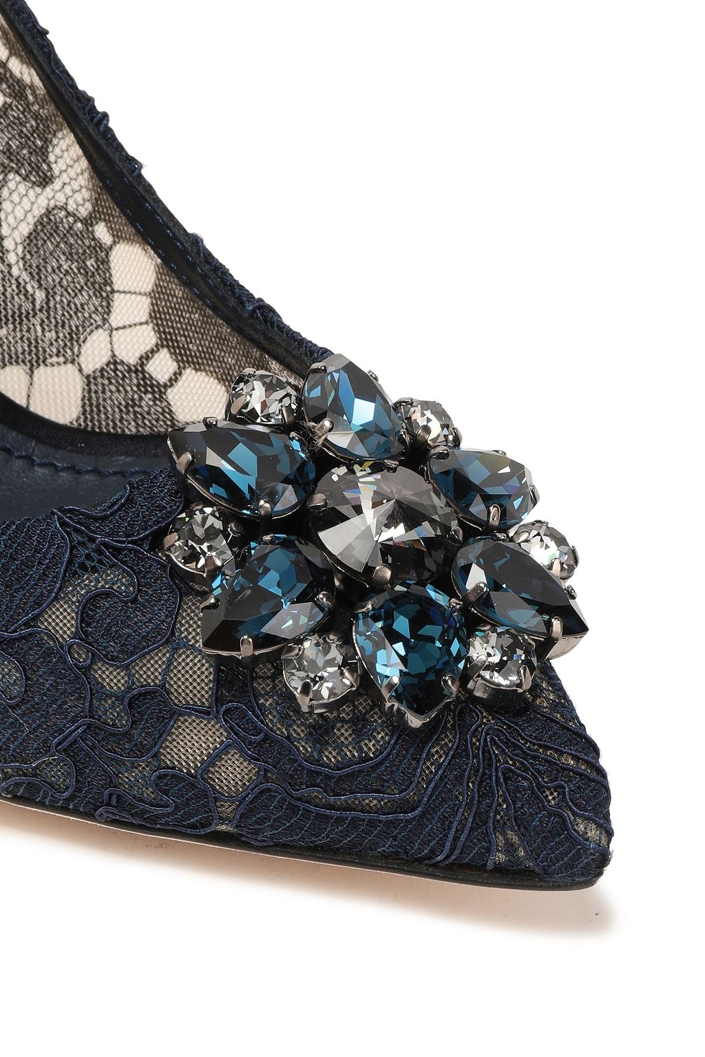 DOLCE&GABBANA Crystal-embellished corded lace pumps