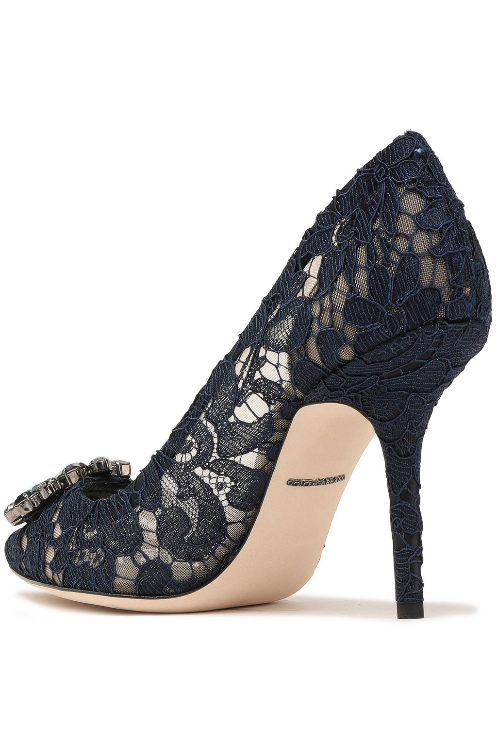 DOLCE&GABBANA Crystal-embellished corded lace pumps