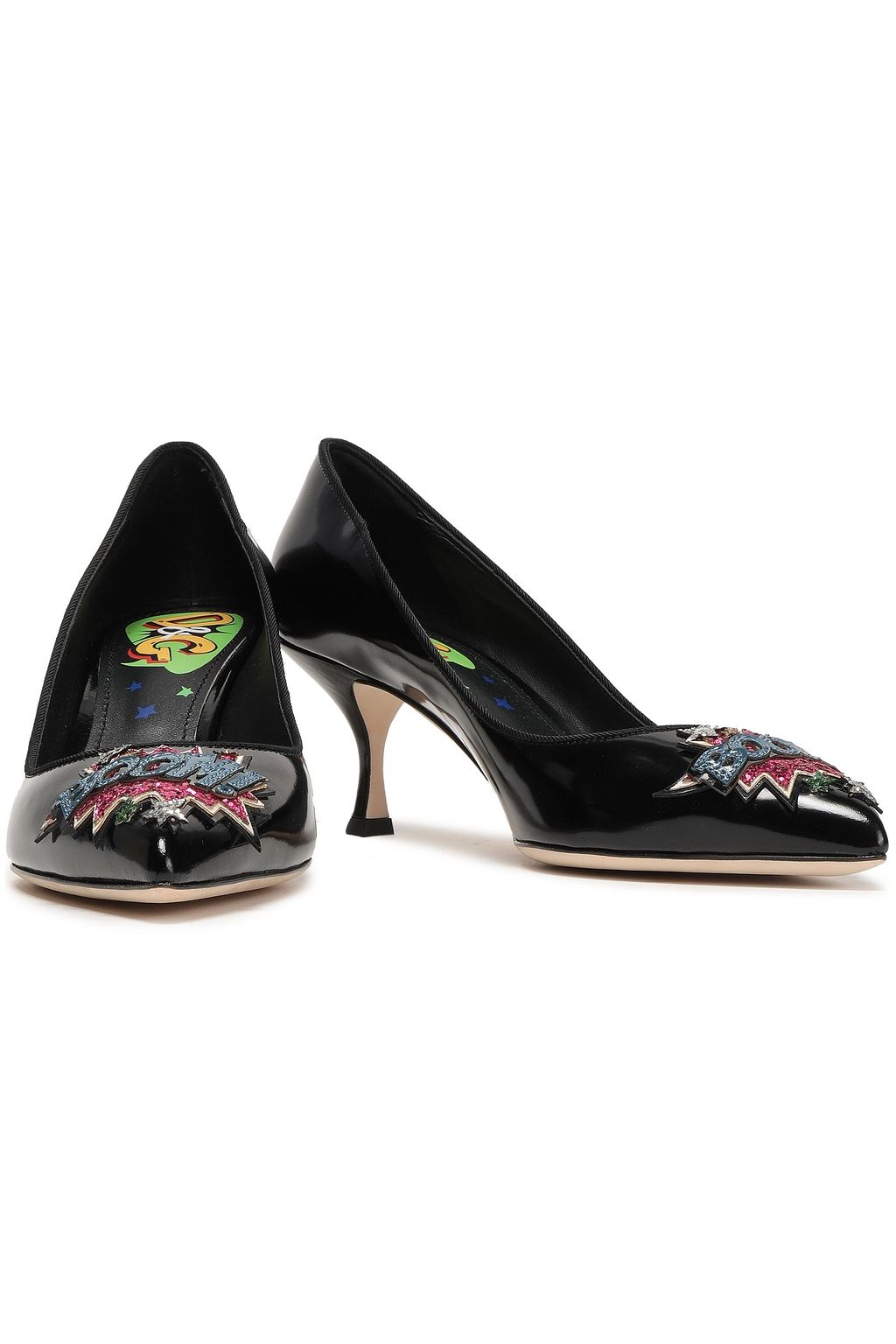 DOLCE&GABBANA Appliquéd patent-leather pumps