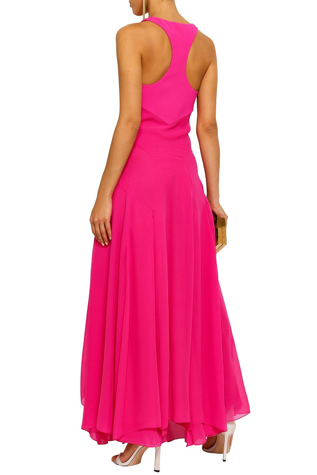 ROBERTO CAVALLI Ruffled silk-georgette and crepe gown