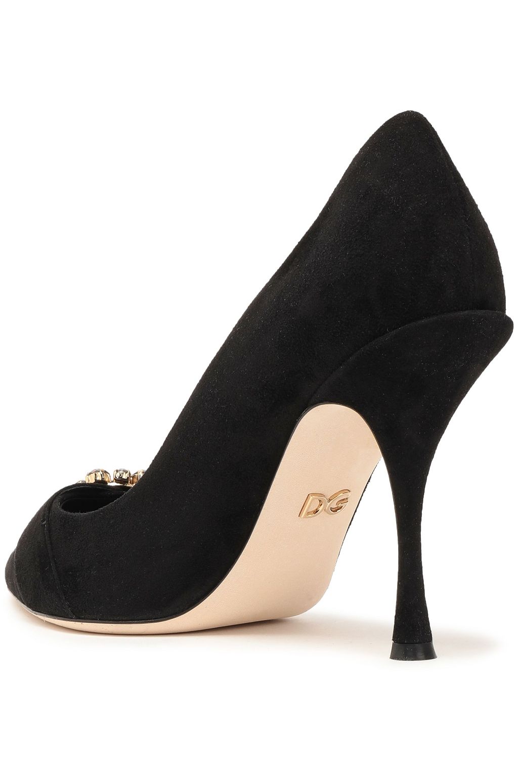 DOLCE&GABBANA Crystal-embellished suede pumps