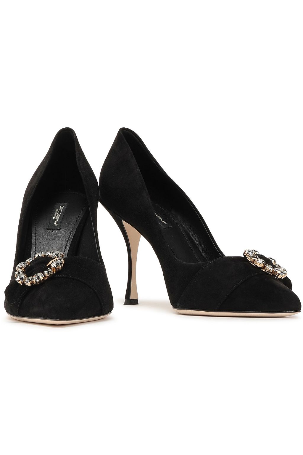 DOLCE&GABBANA Crystal-embellished suede pumps