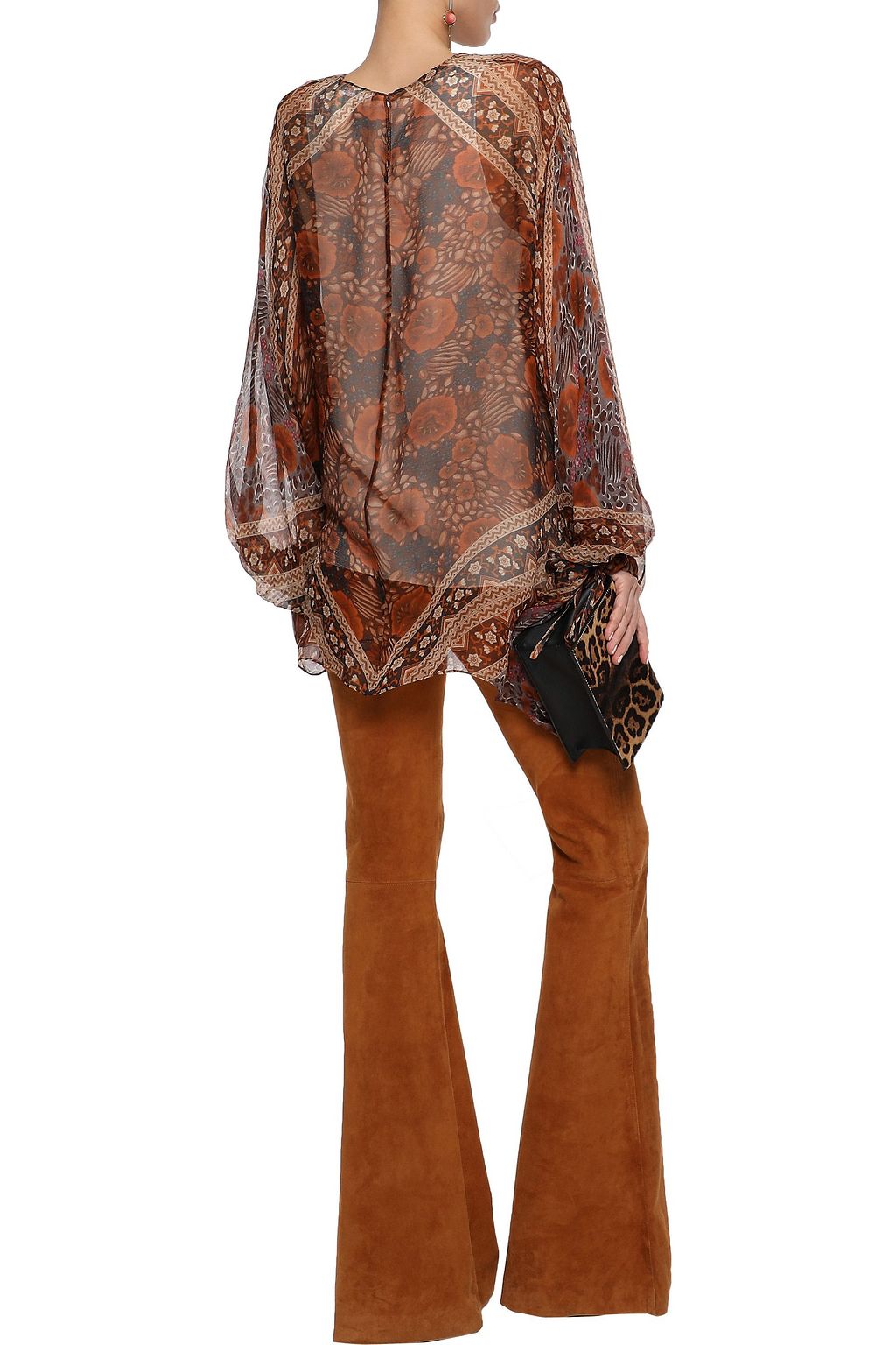 CHLOÉ Draped printed silk-georgette blouse
