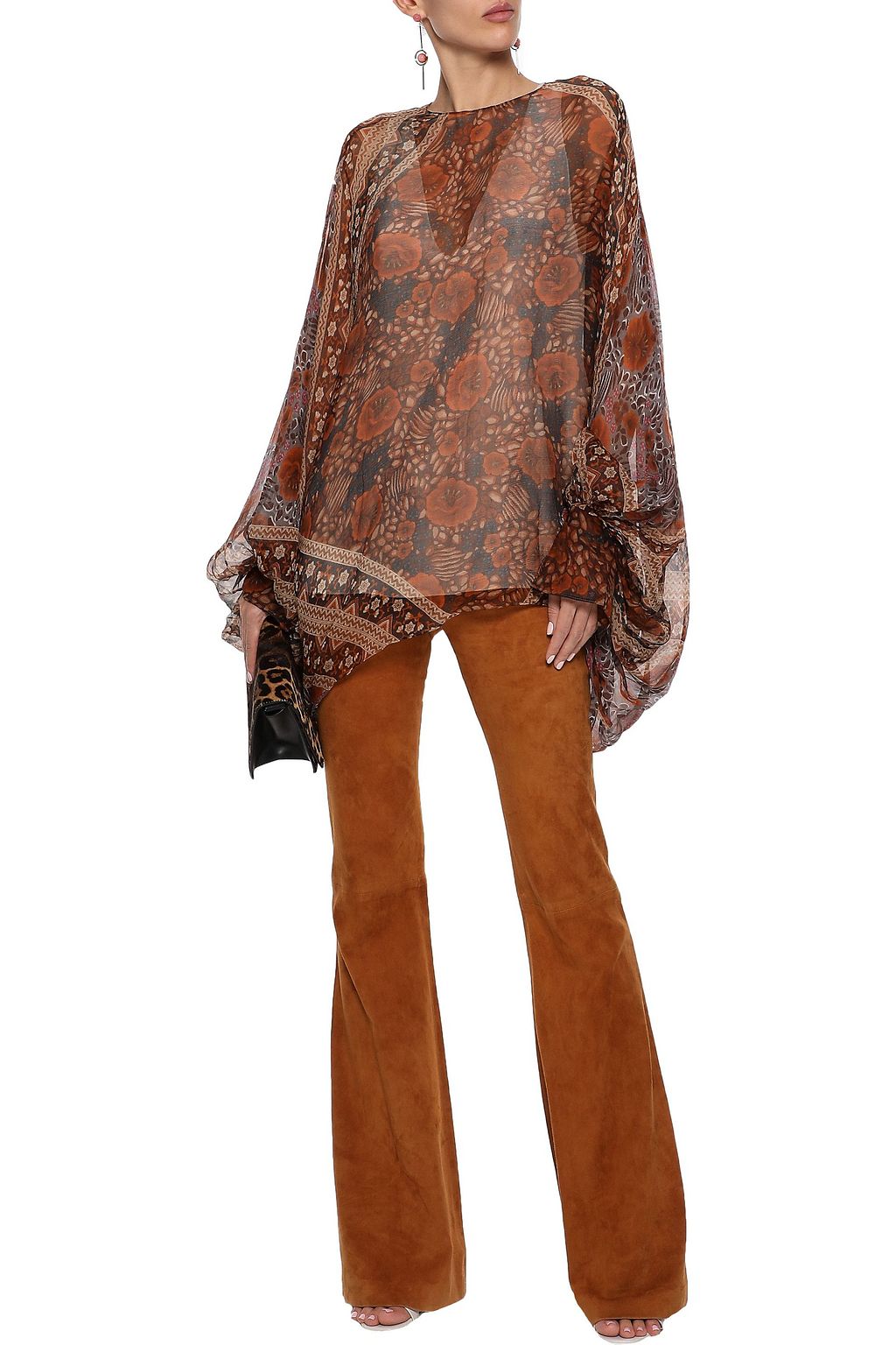 CHLOÉ Draped printed silk-georgette blouse