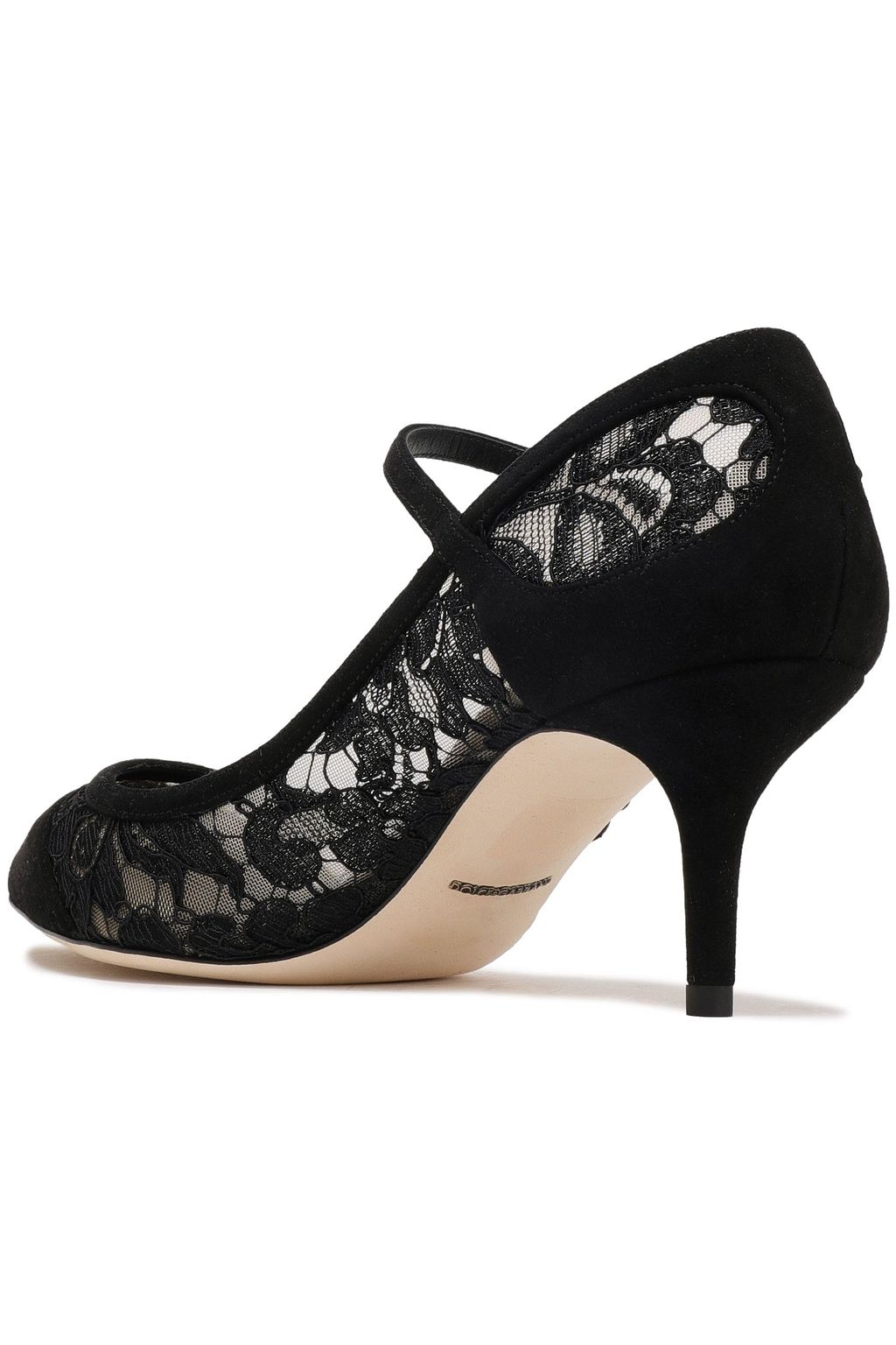 DOLCE&GABBANA Guipure lace and suede Mary Jane pumps